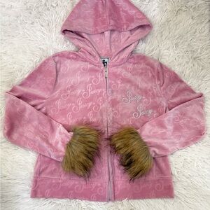 Juicy Couture Pink Hoodie with Faux Fur Accents